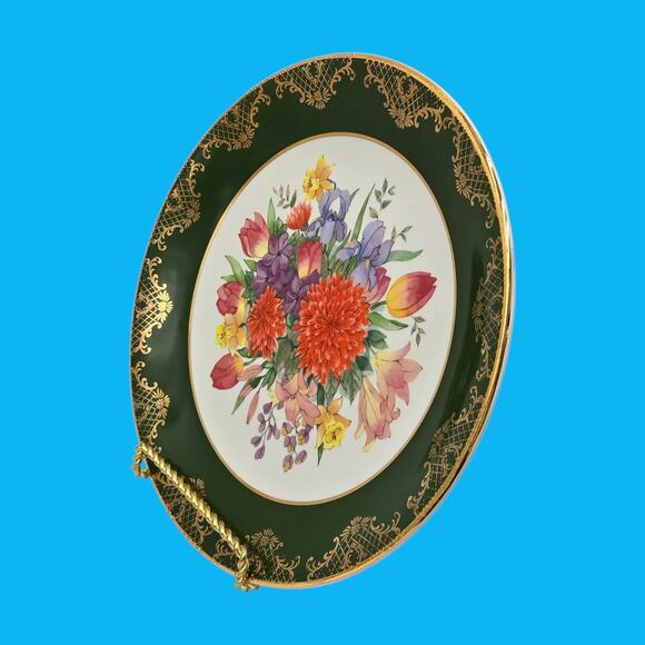 Weatherby Royal Falcon Vintage Decorative Spring Summer 8.5" Floral Green Plate - Picture 6 of 11